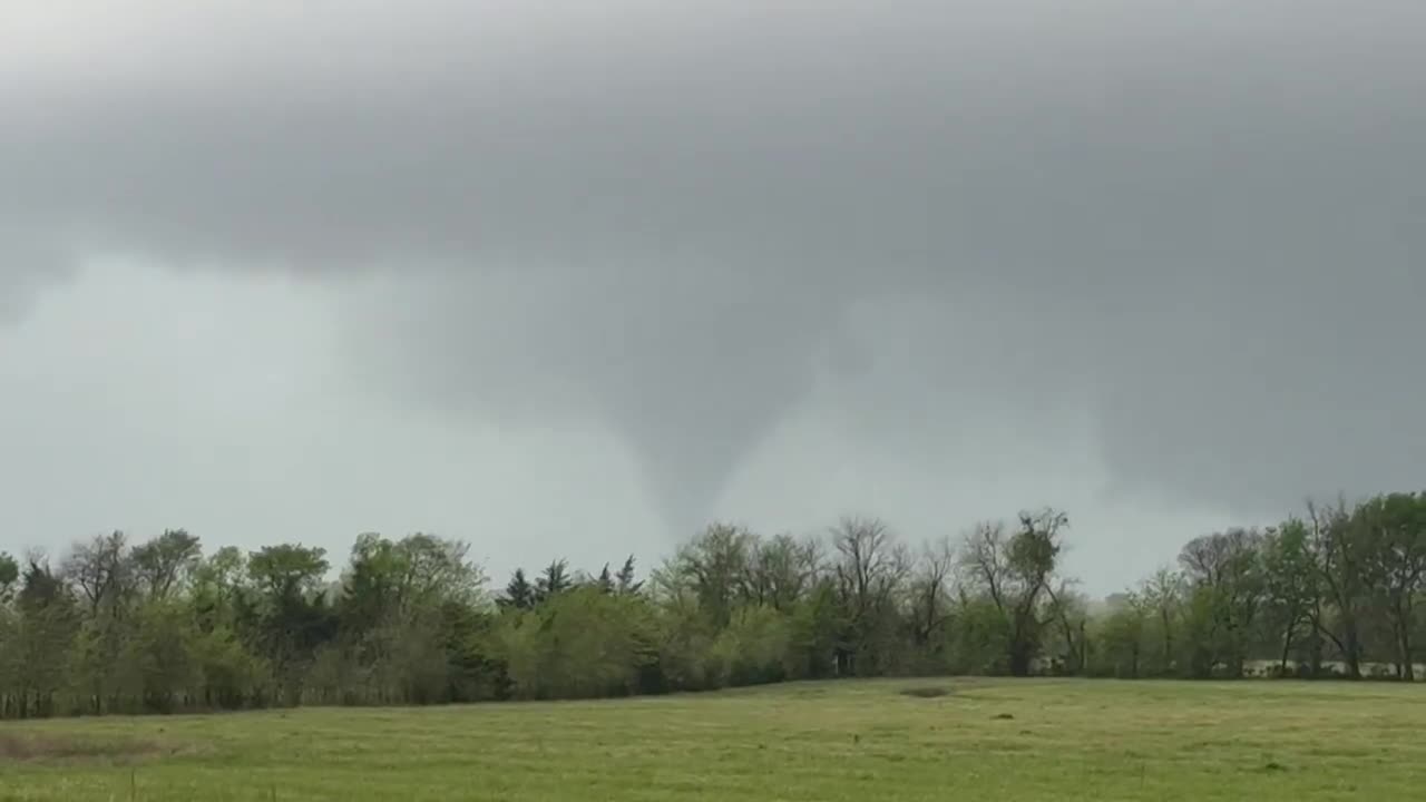 Tornado on the ground near Clarksville, Texas.