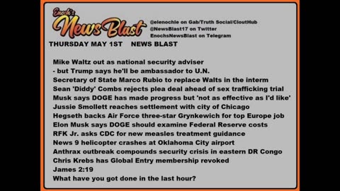 Thursday May 1, 2025 News Blast