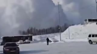 Massive avalanche swept down the slopes near Mount Elbrus in Russia’s North Caucasus