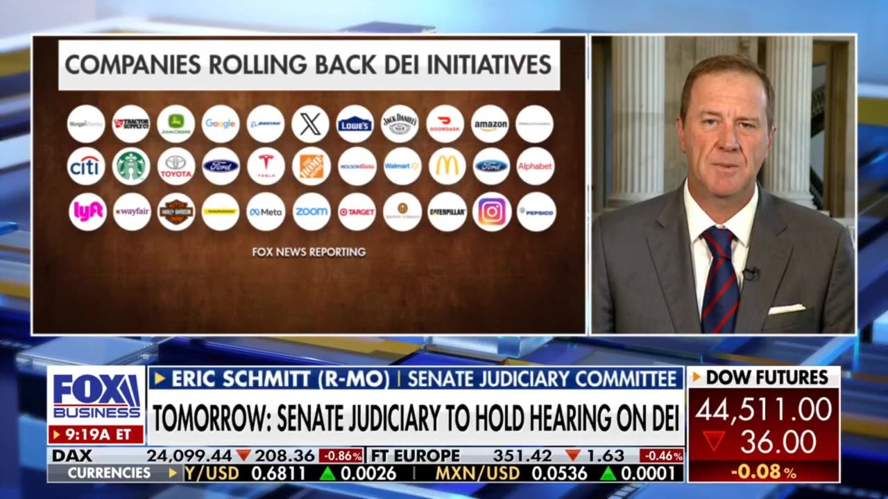 Sen. Eric Schmitt, R-Mo., an upcoming Senate judiciary committee hearing on DEI.
