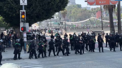 NOW: LAPD declares unlawful assembly, giving protesters 10 minutes to disperse