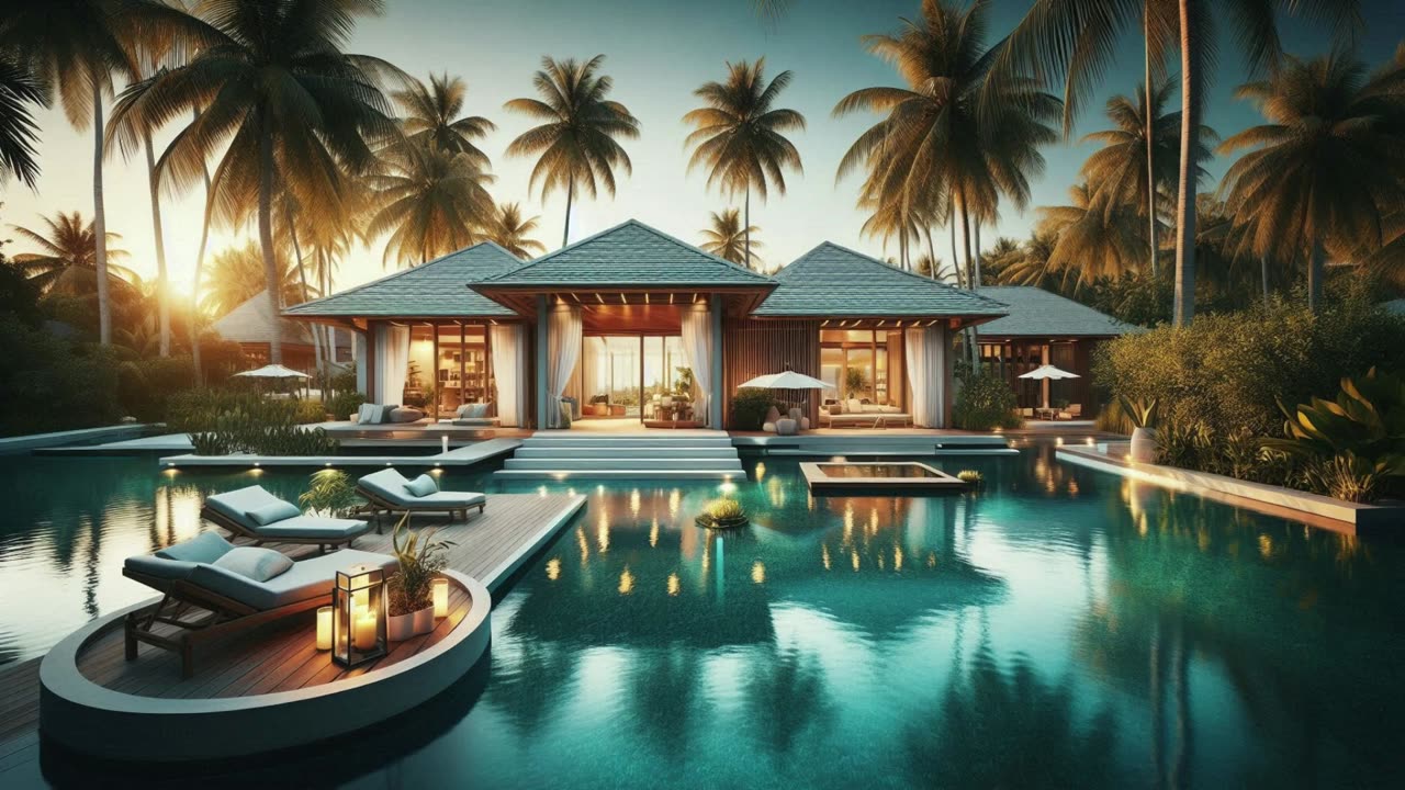 Luxury Tropical Villa Serenity | Poolside Ambience for Deep Relaxation & Sleep