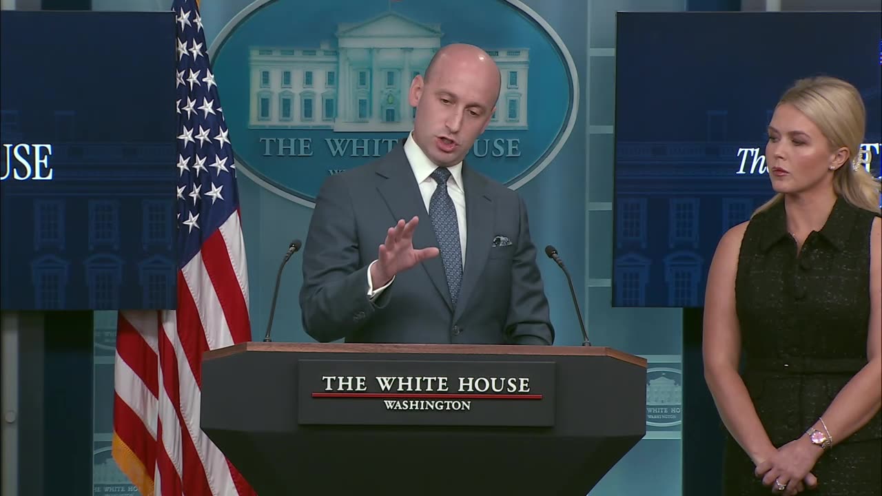 Press Secretary Karoline Leavitt and Stephen Miller Brief Members of the Media,