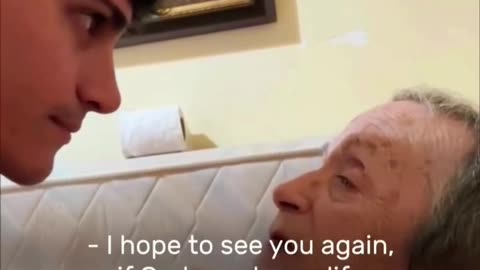 Grandson emotional conversation with grandmother