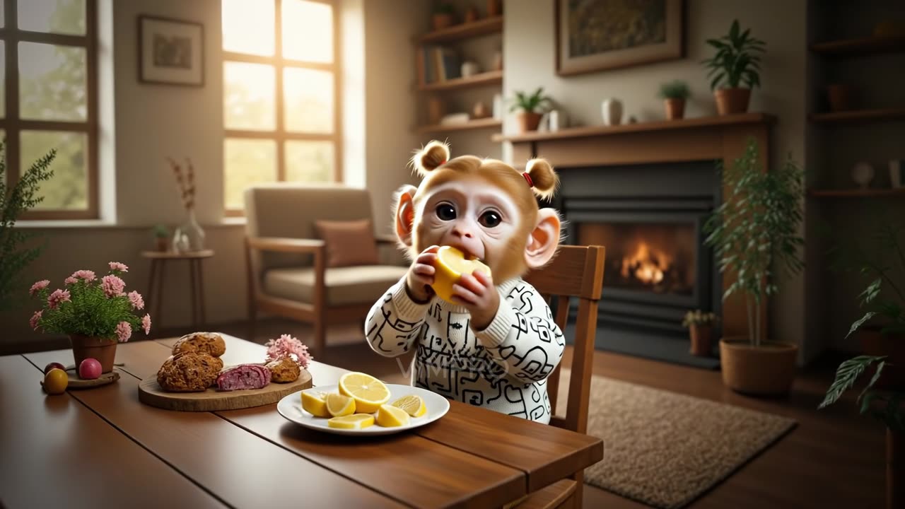 The monkey eats a lemon and winces funny from the acid