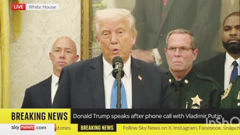 President Trump Addresses Media from Oval Office After Call with Putin