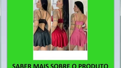 kit com 3 camisolas femininas bailarina com calcinha linha noite pijama curto
