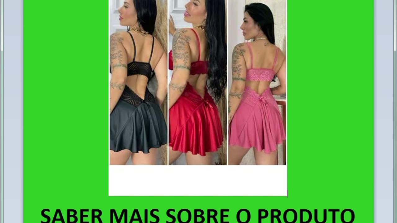 kit com 3 camisolas femininas bailarina com calcinha linha noite pijama curto
