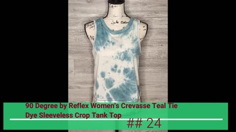 90 Degree by Reflex Women's Crevasse Teal Tie Dye Sleeveless Crop Tank Top##24