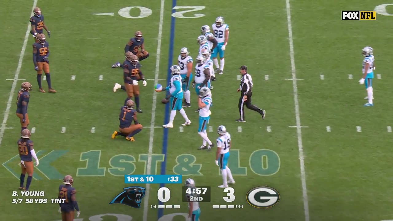 Wind blew a beach ball onto the field of Lambeau Field in Carolina Panthers vs.