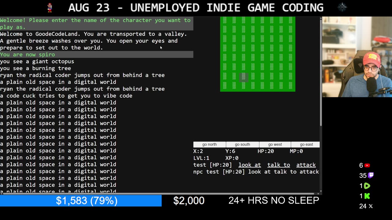 Unemployed so I'm coding a MUD in C so someone hires me (3)