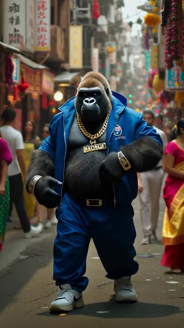 Ultra-realistic cinematic shot of a gorilla character standing confidently