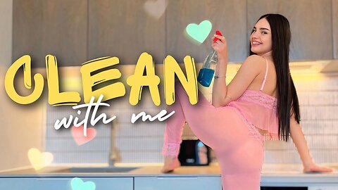 [4K] Cleaning My Kitchen in a See-Through Pink Outfit | Style, Sparkle, and Shine!