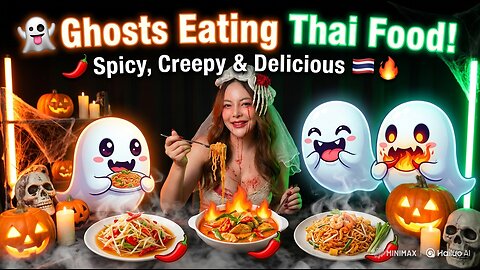 👻 Ghosts Eating Thai Food on Halloween | Spicy, Creepy & Delicious 🇹🇭🔥 People & Blogs