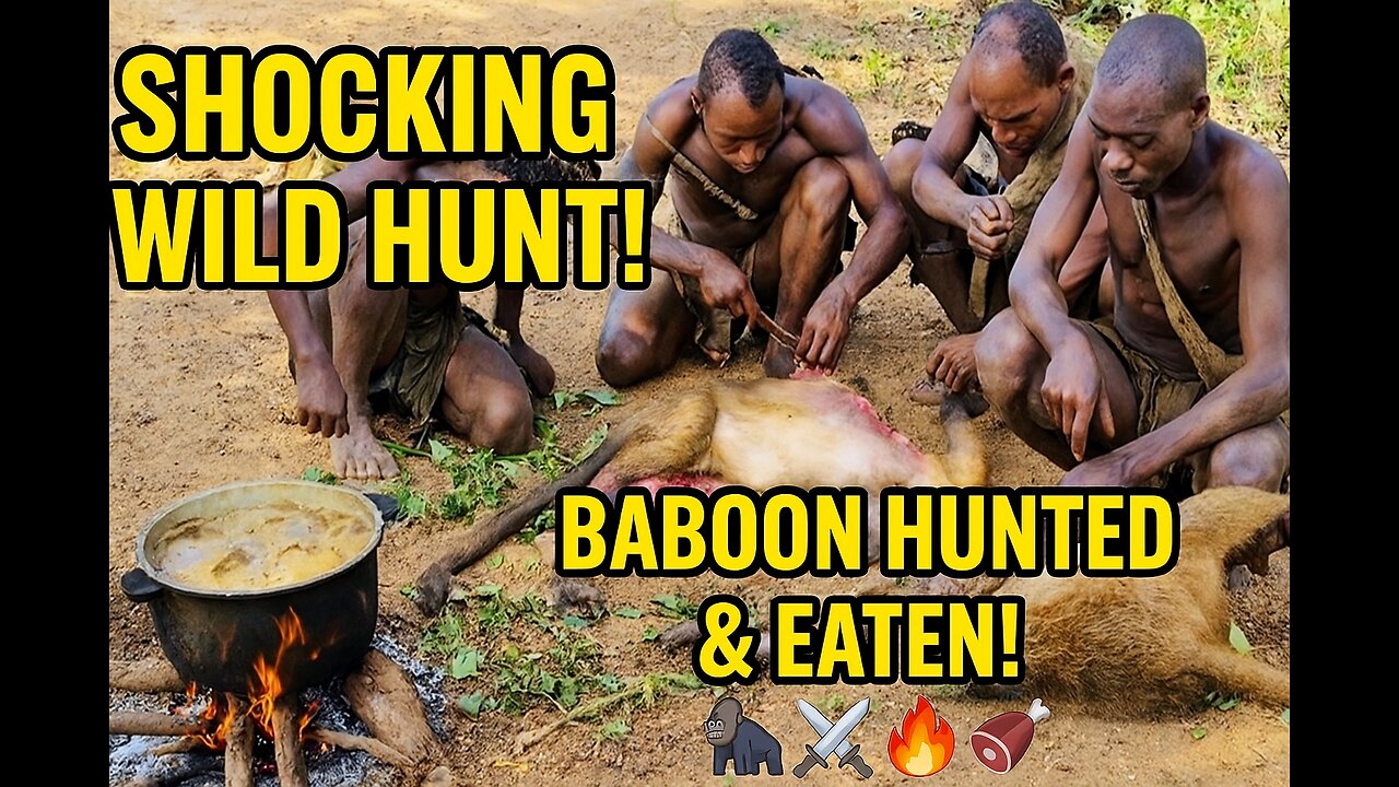 "Raw African Jungle Survival 🦍🔥 | Real Baboon Hunt & Tribal Cooking 🍖🌍"