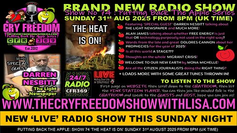 🍏THIS SUNDAY (31st AUG) NIGHT: NEW 'LIVE' RADIO SHOW: 'The Heat Is On!' from 8PM (UK time)🍎