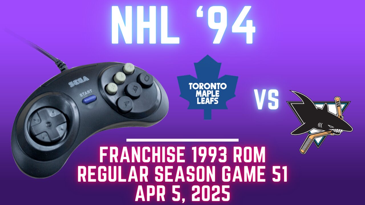 NHL '94 Franchise League (1993) - Maple Leafs at Sharks (Genesis) - Game 51