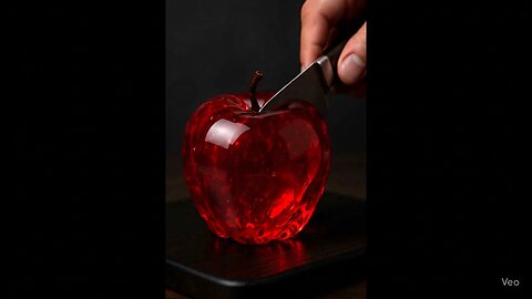 crystal clear red apple cutting ASMR