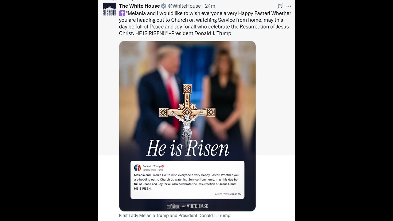 ✝️"Melania and I would like to wish everyone a very Happy Easter!