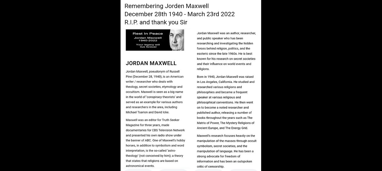 JORDEN MAXWELL : WHAT'S DONE IN DARKNESS WILL COME TO LIGHT