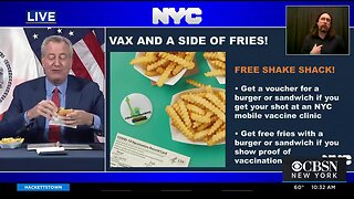 NYC Mayor Bill de Blasio: Free Fries & Burger for receiving the Covid19 Vaccine (2021) 💉🟰🍔🍟
