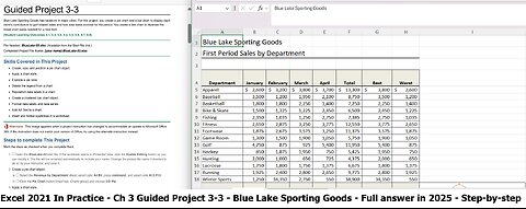 Excel 2021 In Practice - Ch 3 Guided Project 3-3 - Blue Lake Sporting Goods (Update in 2025)
