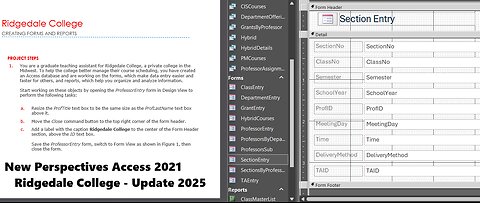 New Perspectives Access 365/2021 | Module 4: SAM Project 1b | Ridgedale College