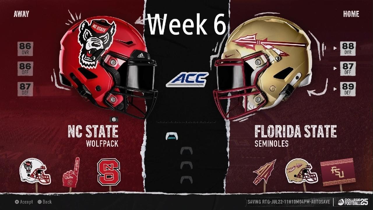 College Football 25: RTG: C. Dolin Jr Year Week 6
