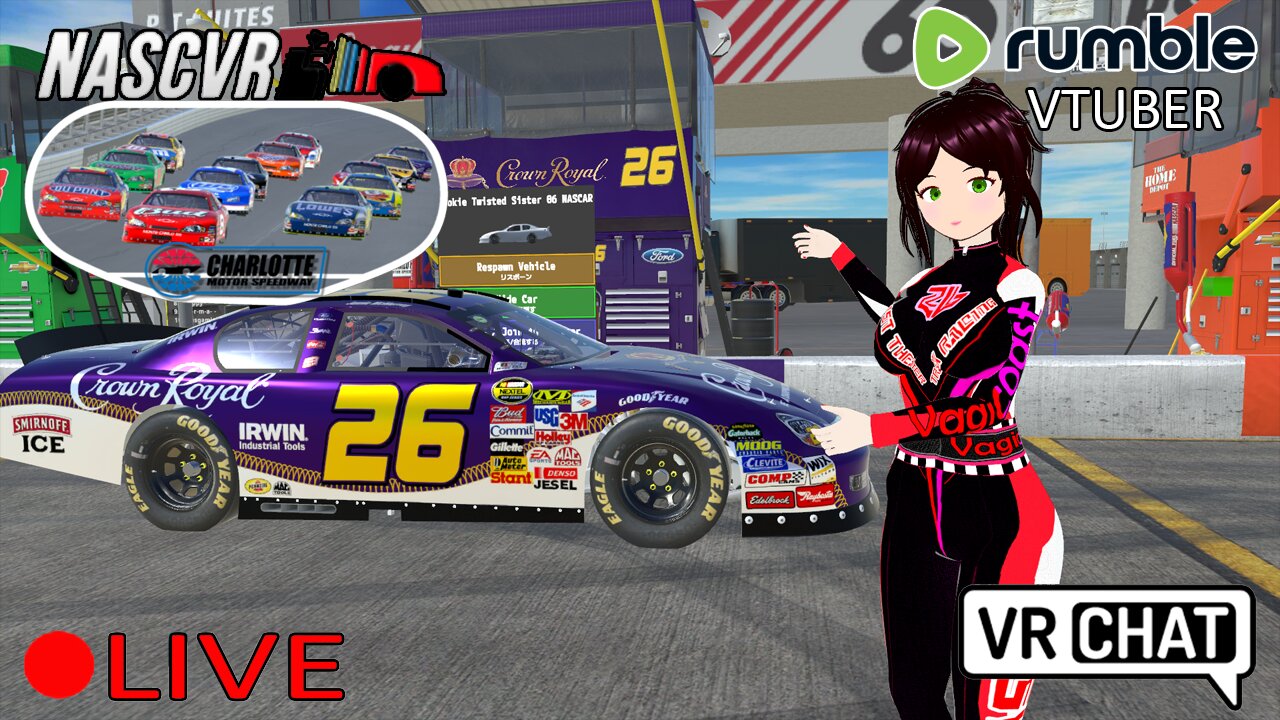 (VTUBER) - Racing NASCAR in VRChat at Charlotte Motor Speedway - RUMBLE