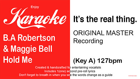 B.A Robertson & Maggie Bell - Hold Me (Key A) 127bpm (2025) Karaoke