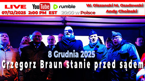 Live W. Olszanski M. Osadowski | 8 Grudnia 2025 Grzegorz Braun stanie przed sądem