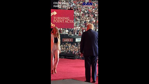 President Trump closes his speech at Charlie Kirk's memorial by bringing Mrs. Erika Kirk on stage.