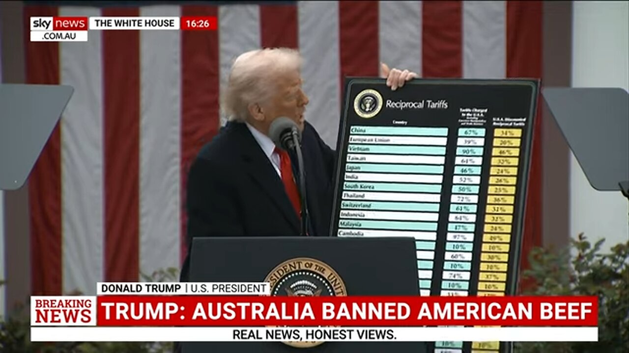 Donald Trump unveils chart of countries to be hit with latest tariffs