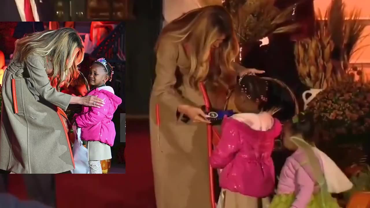 First Lady Melania Trump warmly COMFORTING a scared young girl at White House Halloween Event