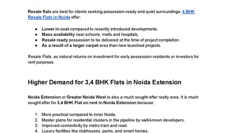 Comfortable Living: 4 BHK Resale Flats in Noida & 3,4 BHK Flats in Noida Extension
