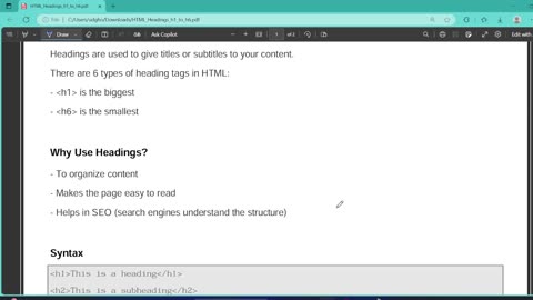 html heading
