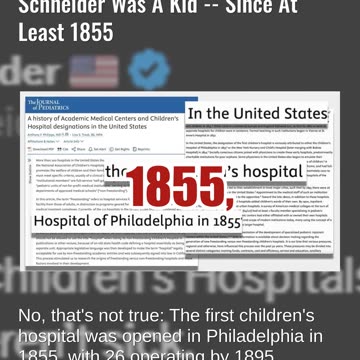 Fact Check: There WERE Children's Hospitals In U.S. When Rob Schneider Was A Kid -- At Least 1855
