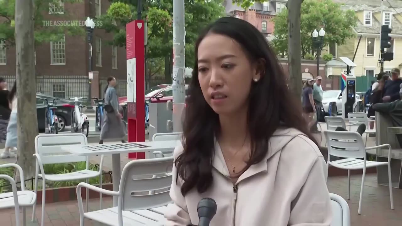 LMAO fight breaks out behind Harvard grad doing an interview. How 2025