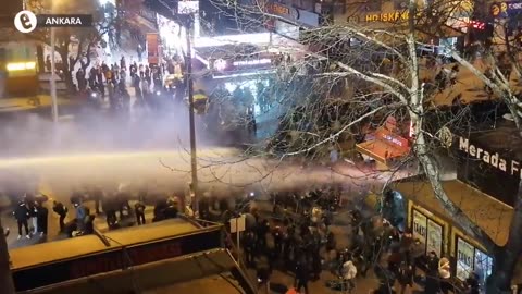 Police in Ankara intervene with water cannons and pepper spray