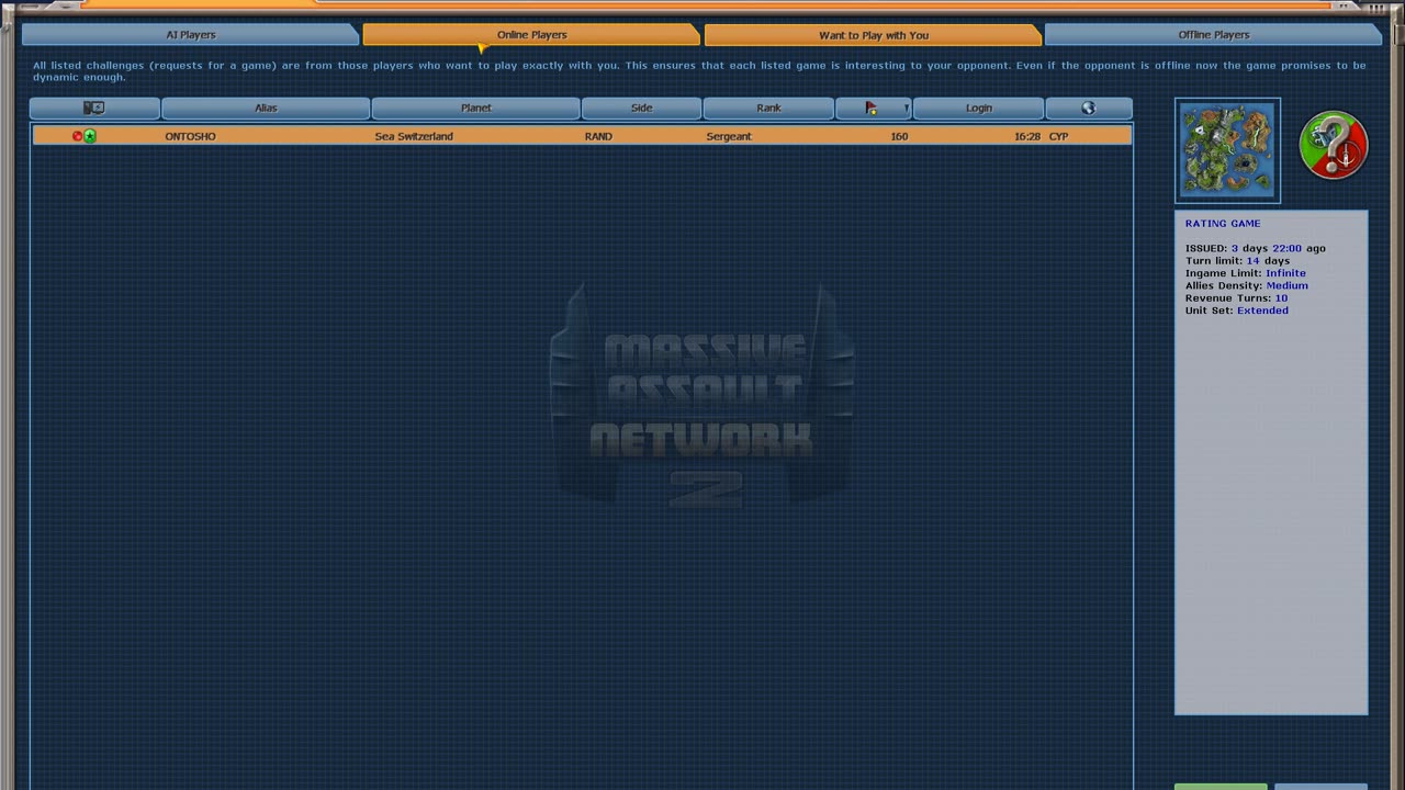 Massive Assault Network 2 (TBS): map V6 Demo, playing on Linux against human: defeat