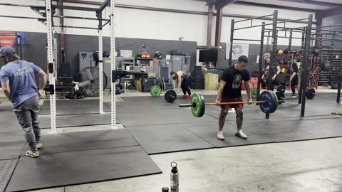 AMRAP15 5 Dips, 10 Bar Facing Burpees, 15 Deadlifts 185lbs
