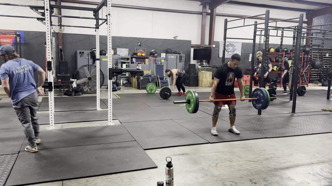 AMRAP15 5 Dips, 10 Bar Facing Burpees, 15 Deadlifts 185lbs