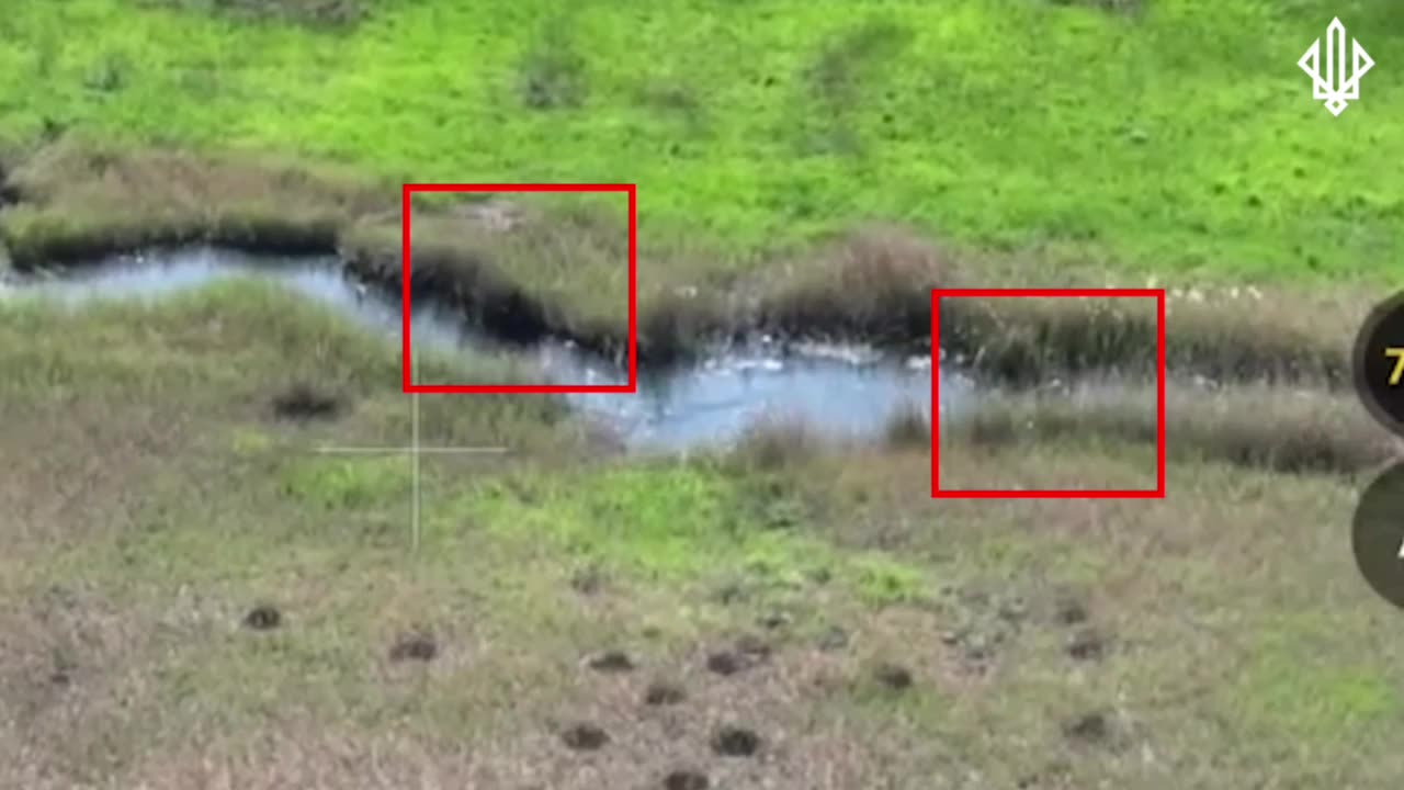 Group of Russian Soldiers in Diving Gear Trying to Move Through Irrigation Ditch