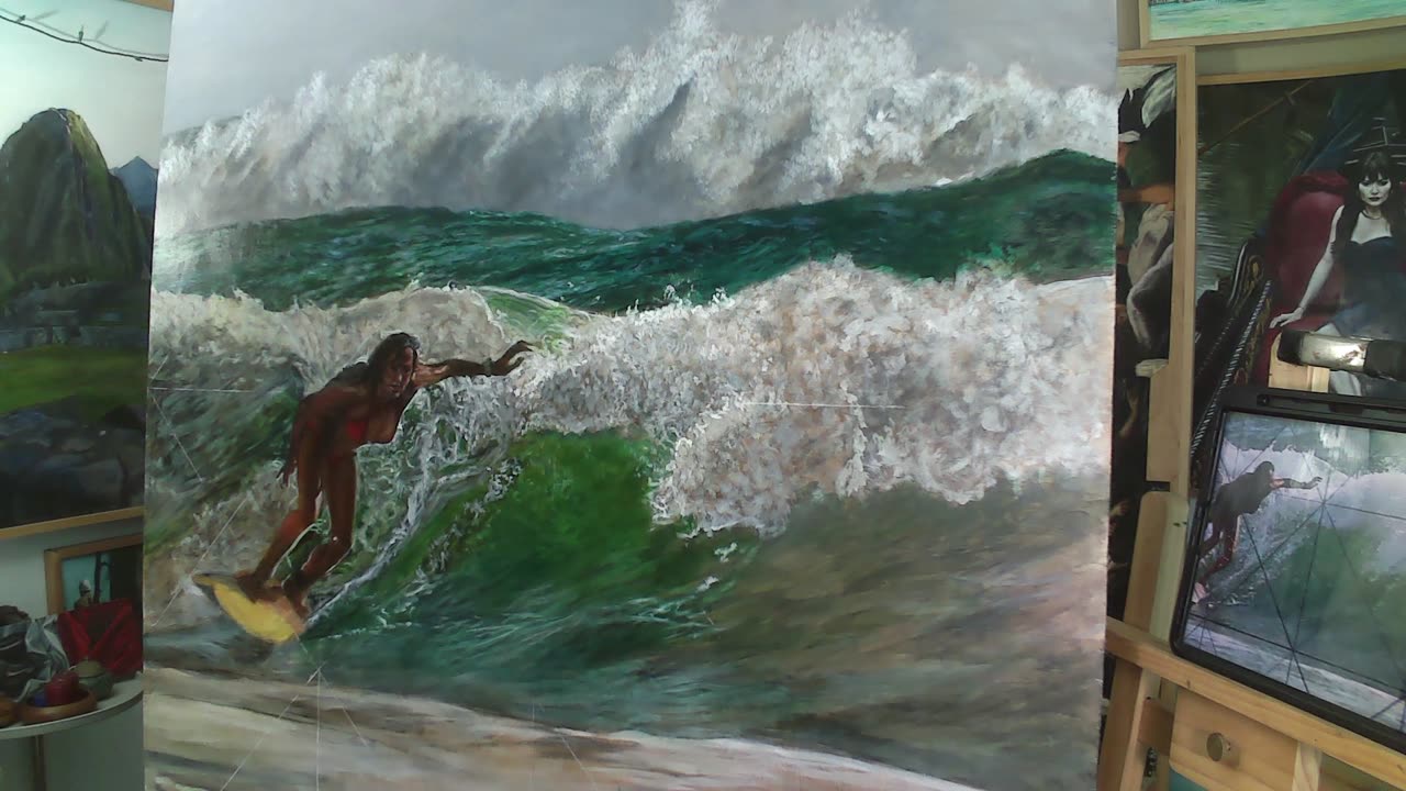 painting erica surfing