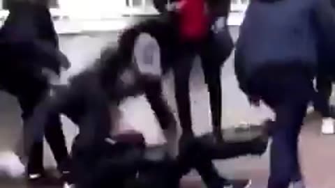 A group of blacks jumping white man in Europe........again
