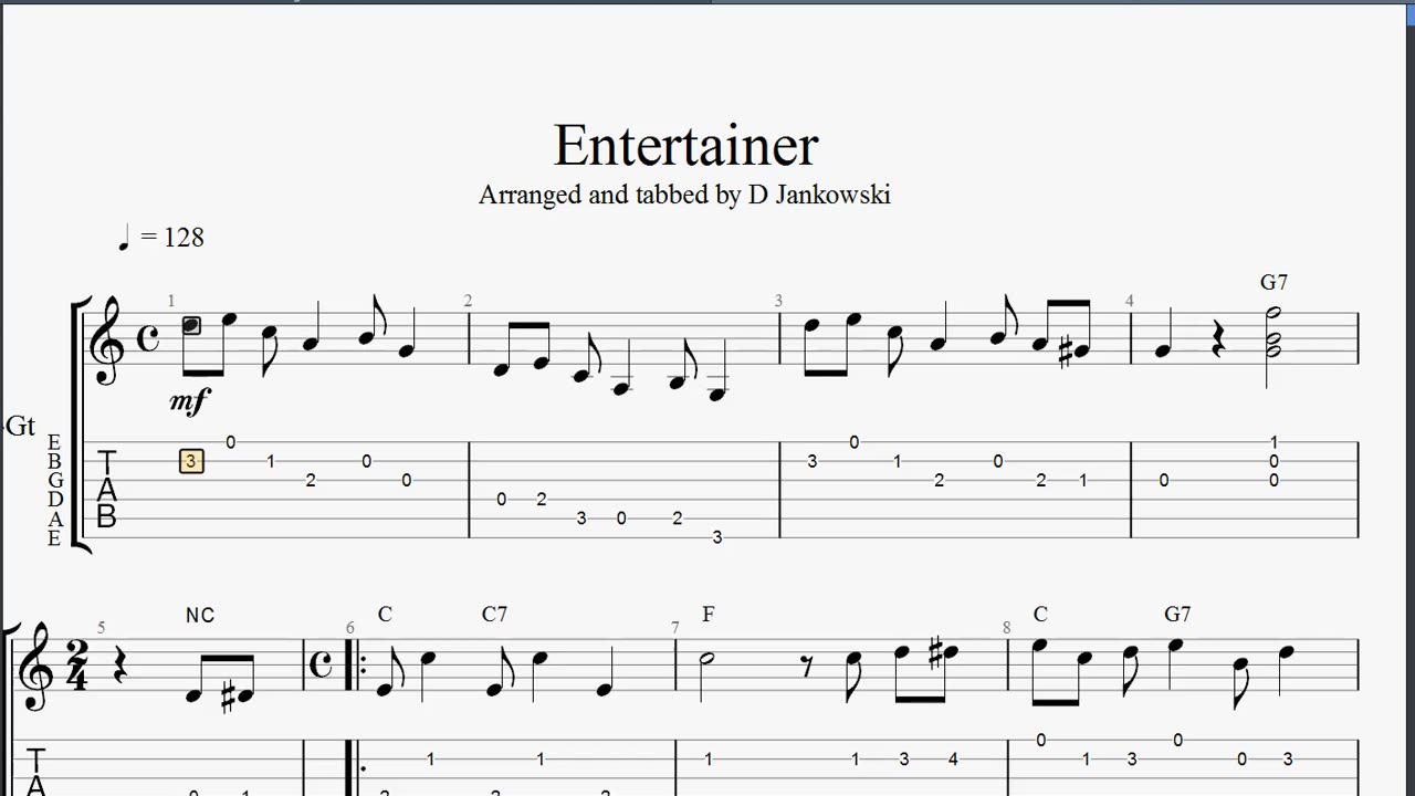 The Entertainer Guitar Tabs