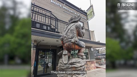 Chainsaw carvings in Hope, BC—art that tells a story.