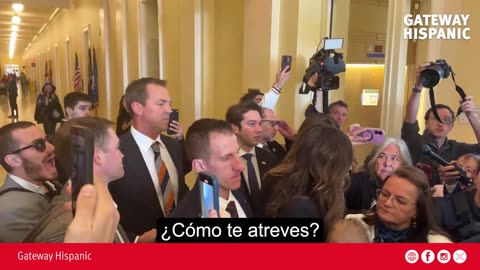 As Secretary Noem left House hearing, she was swarmed by anti ICE protesters