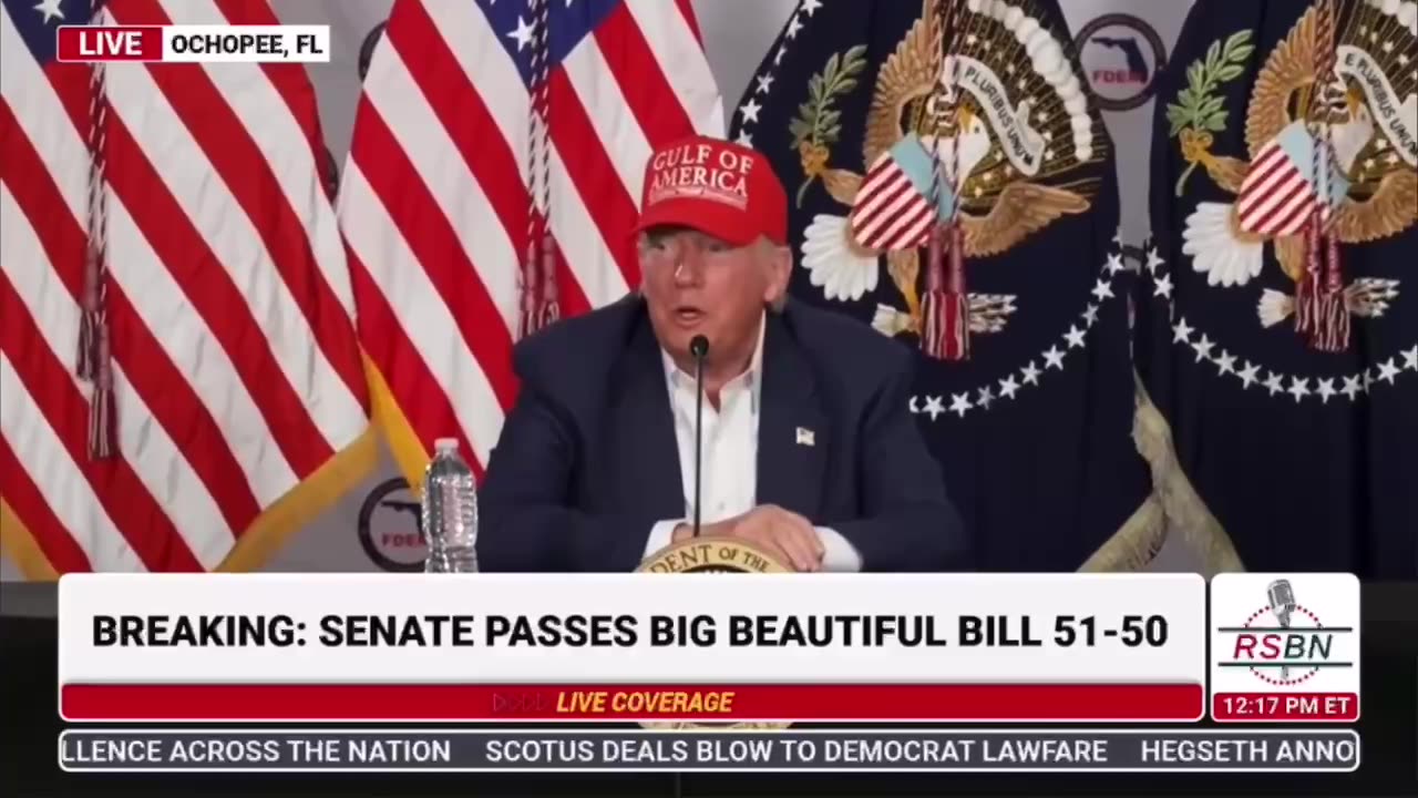 Were all happy now! Trump reacts live to megabill passing in Senate