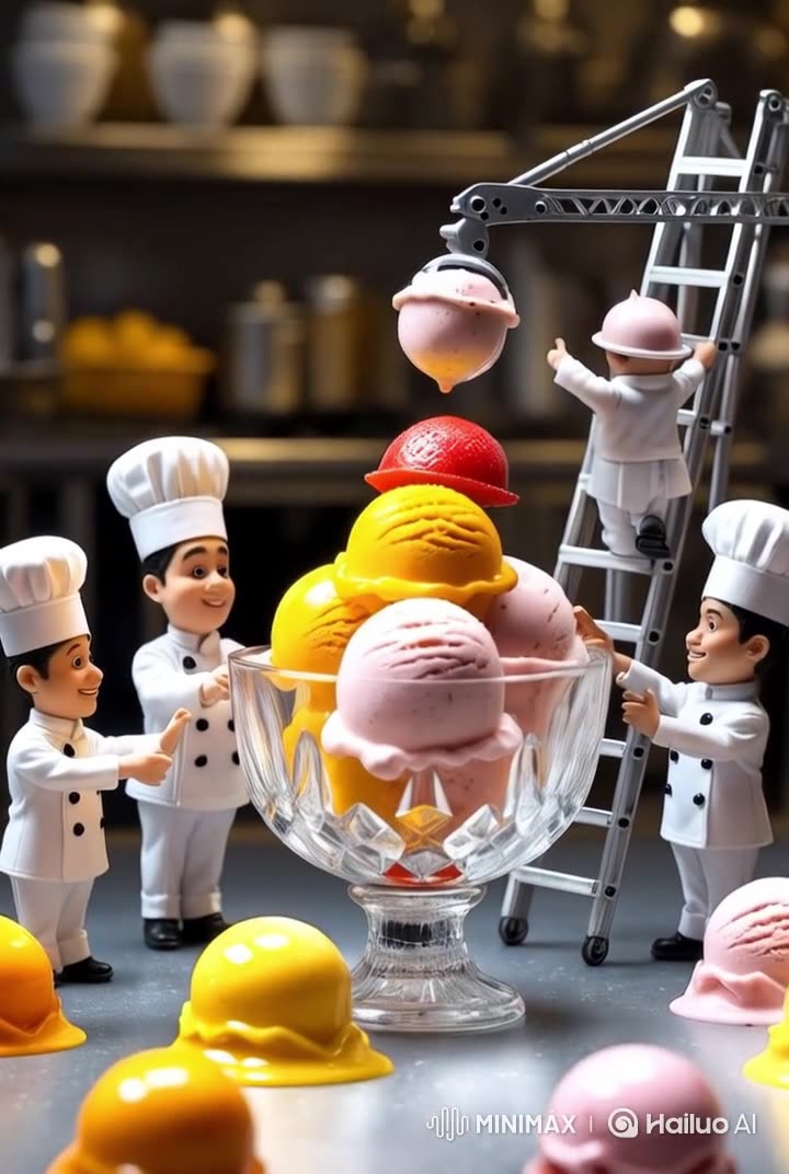 Mini Chefs Build an Ice Cream Sundae Tower 🍓🍧 | Whimsical Pixar - Style ...